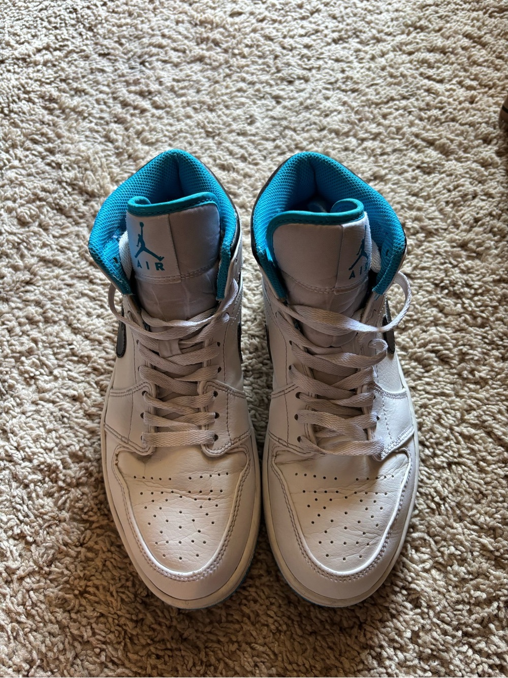 Nike Men’s High-Top Sneakers in White with Teal Lining